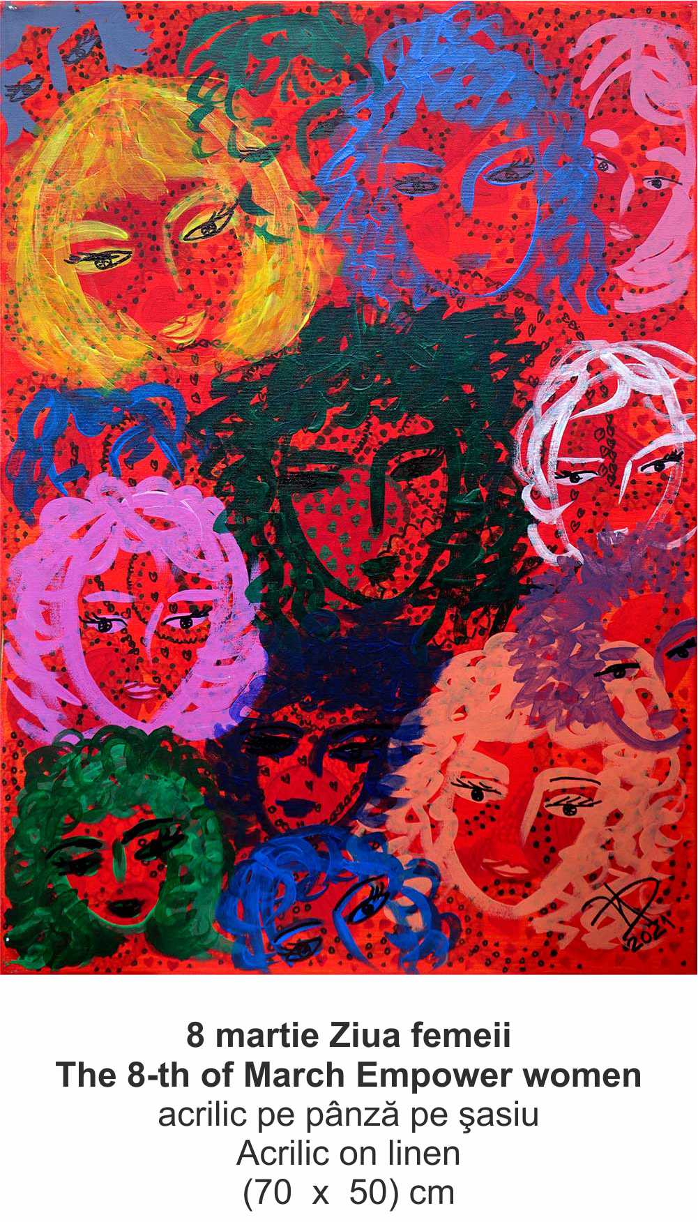 „8 martie Ziua femeii” („The 8-th of March Empower women ”) - acrilic pe pânză pe şasiu (Acrilic on linen) - (70  x  50) cm - img 11