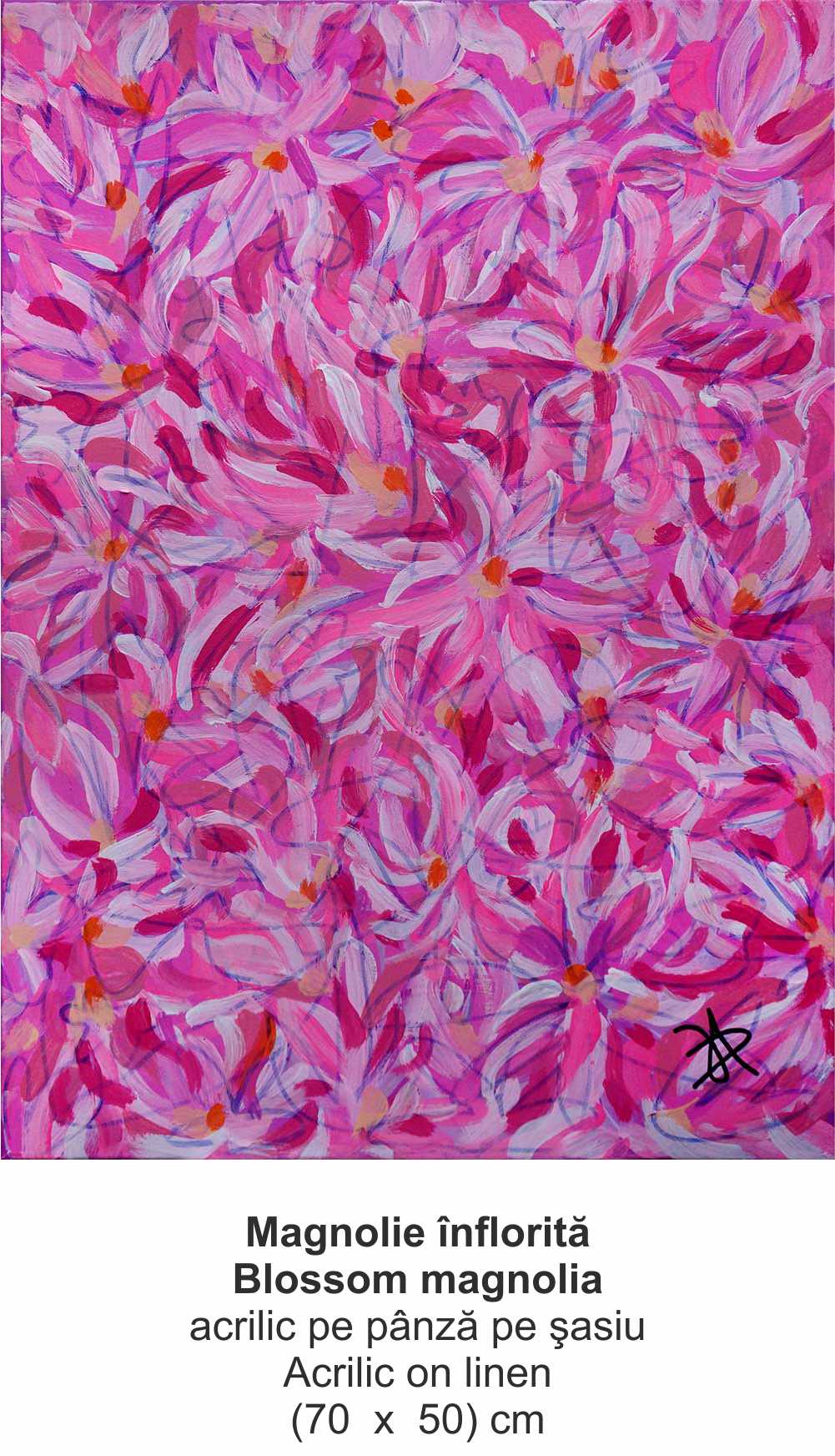 „Magnolie înflorită” („Blossom magnolia ”) - acrilic pe pânză pe şasiu (Acrilic on linen) - (70  x  50) cm - img 36