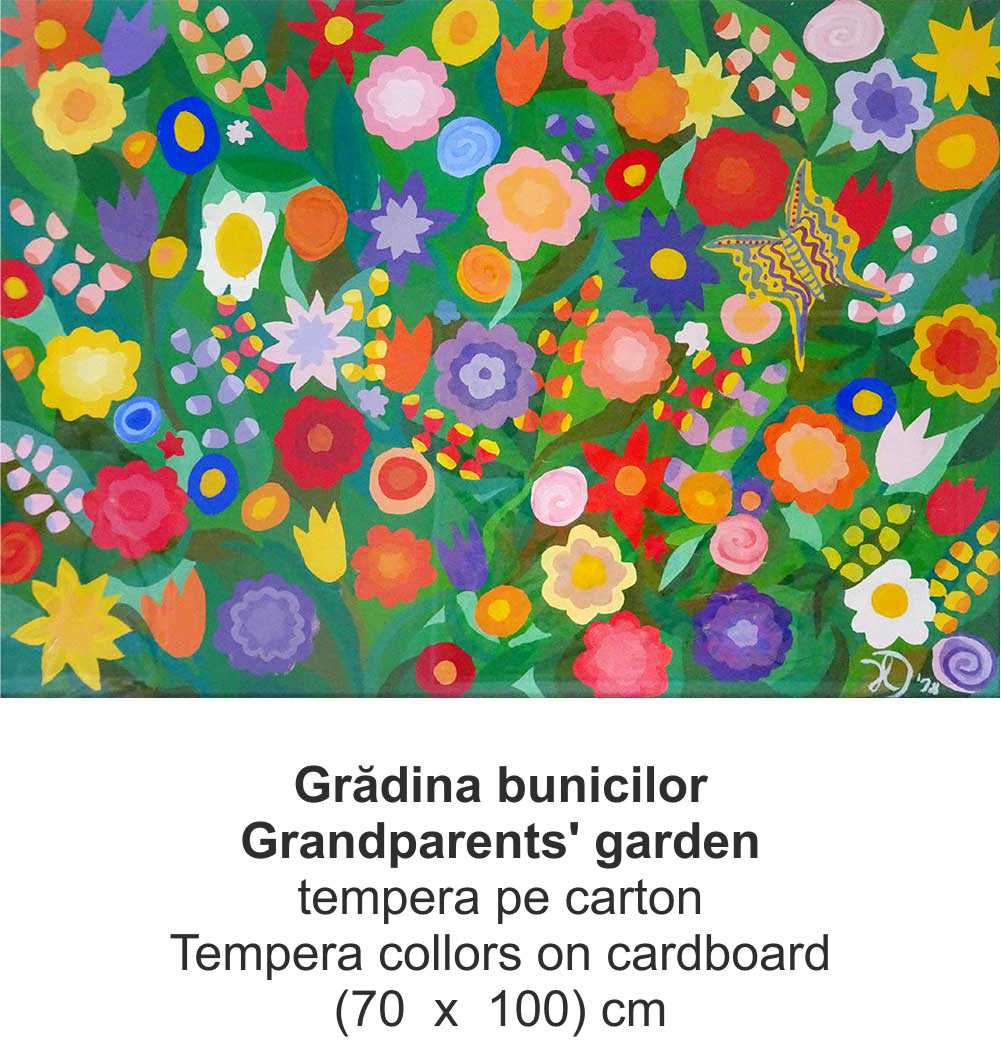 „Grădina bunicilor” („Grandparents' garden”) - tempera pe carton (Tempera collors on cardboard) - (70  x  100) cm - img 37