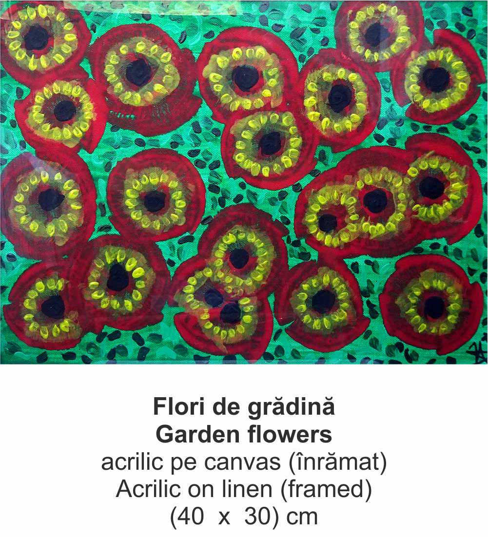 „Flori de grădină” („Garden flowers”) - acrilic pe canvas (înrămat) (Acrilic on linen (framed)) - (40  x  30) cm - img 38
