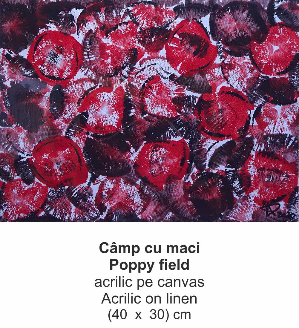 „Câmp cu maci” („Poppy field ”) - acrilic pe canvas (Acrilic on linen) - (40  x  30) cm - img 40