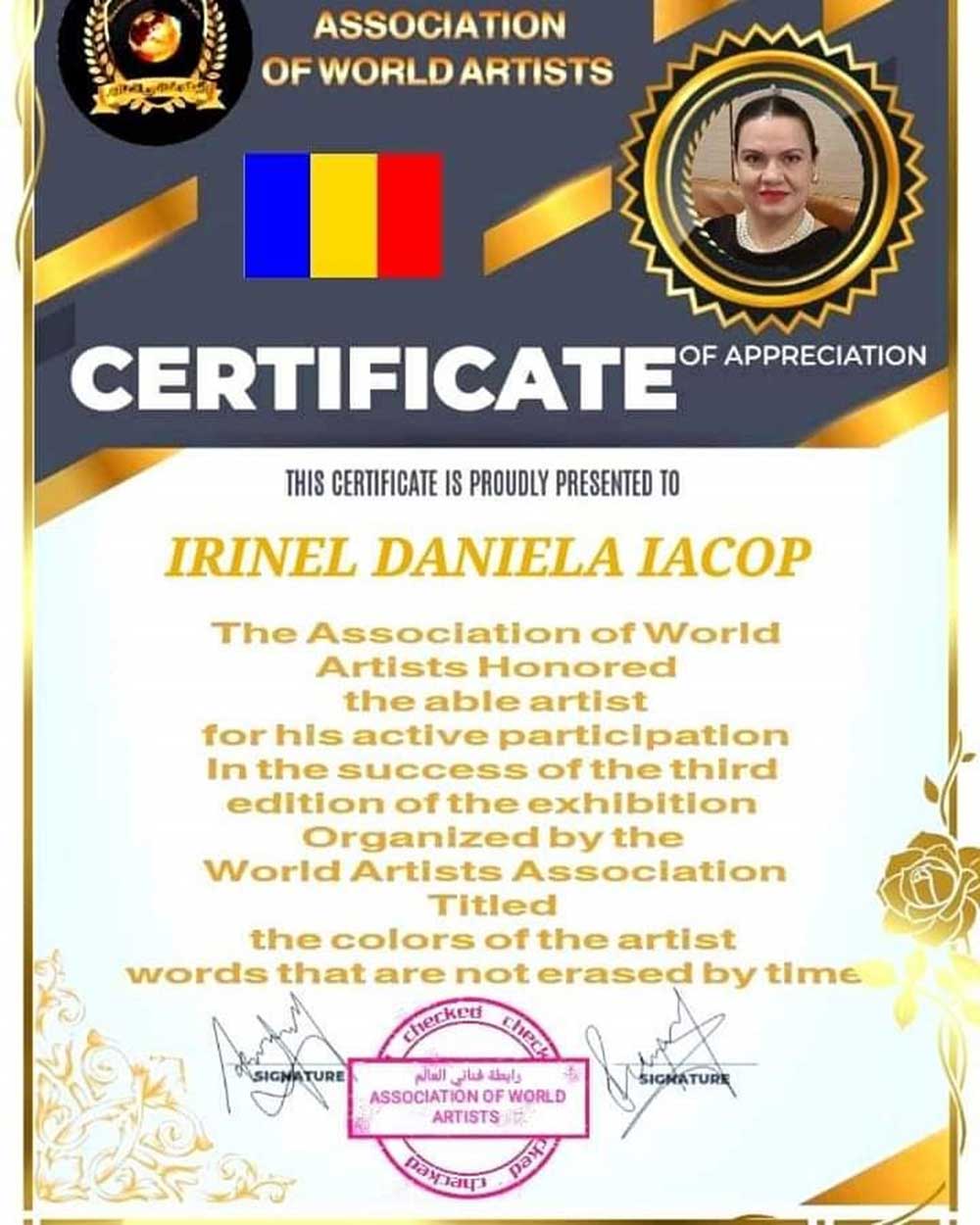 IRINEL DANIELA IACOB - Aprecieri - Diplome - Distincţii (18)