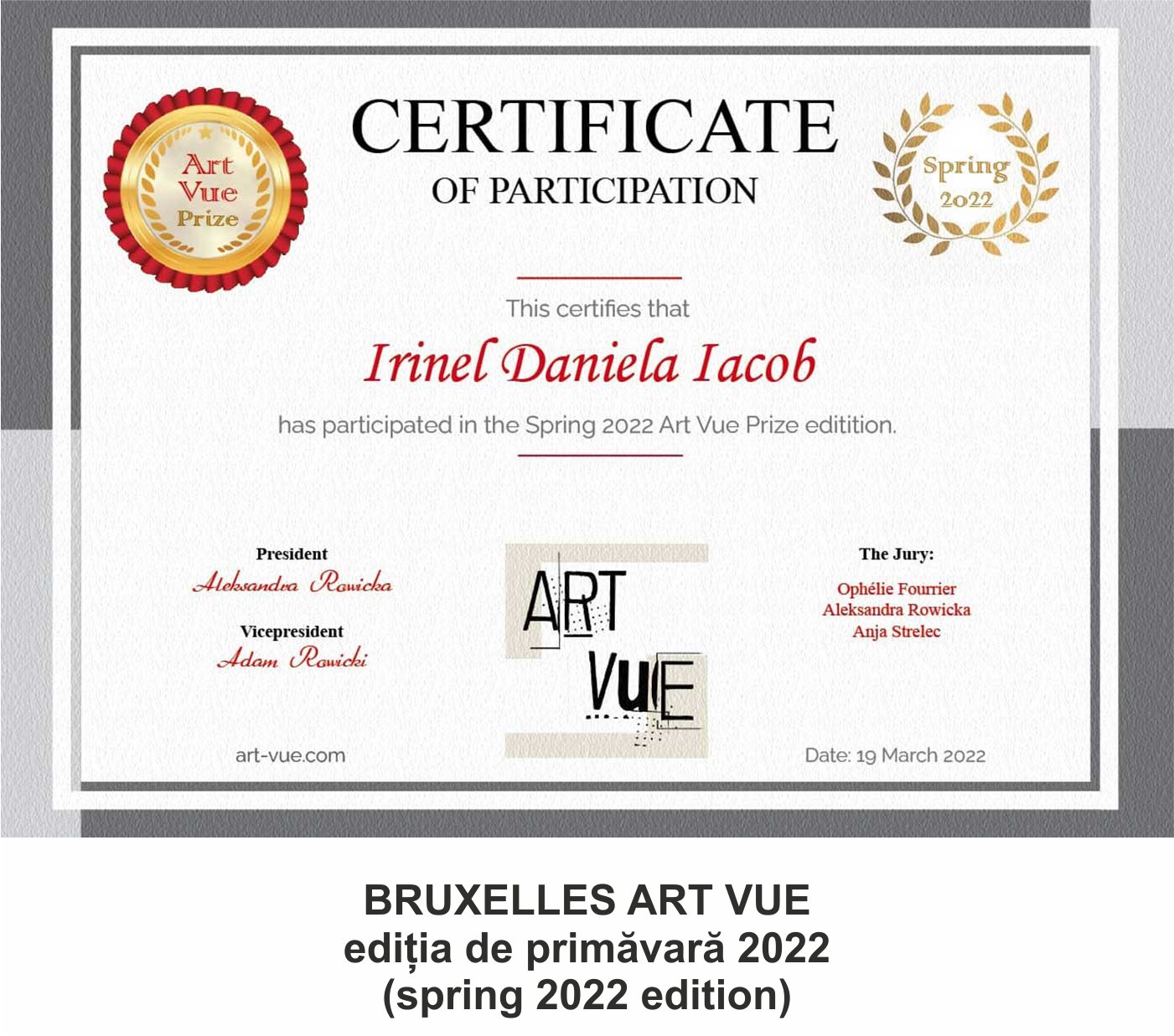 IRINEL DANIELA IACOB - Aprecieri - Diplome - Distincţii (16)
